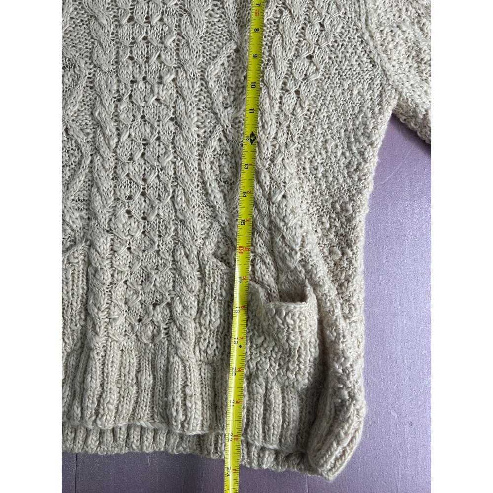Fishermancore Coastal Chunky Michael Kors Alpaca/Linen Cableknit Sweater Cream S - Picture 8 of 10